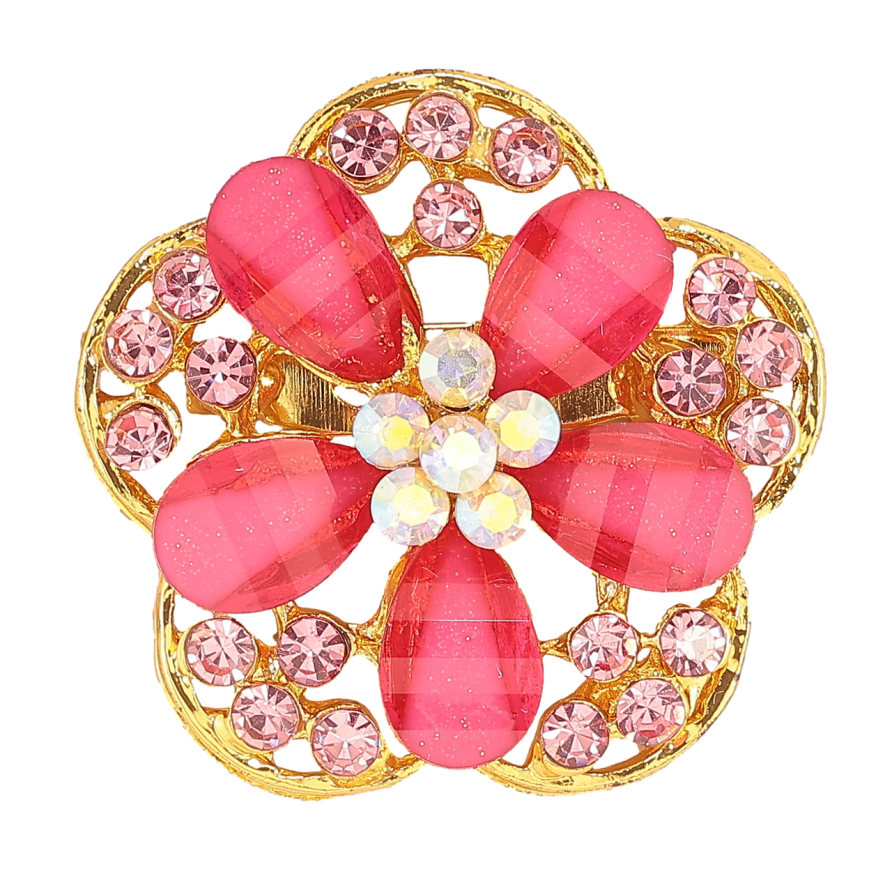 Брошь Цветок с розовыми стразами фото №1 Брошь Цветок с розовыми стразами фото №1