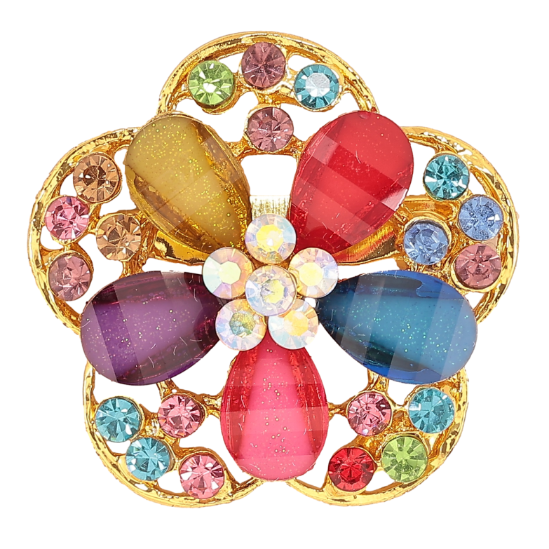 Брошь Цветок с разноцветными стразами фото №1 Брошь Цветок с разноцветными стразами фото №1