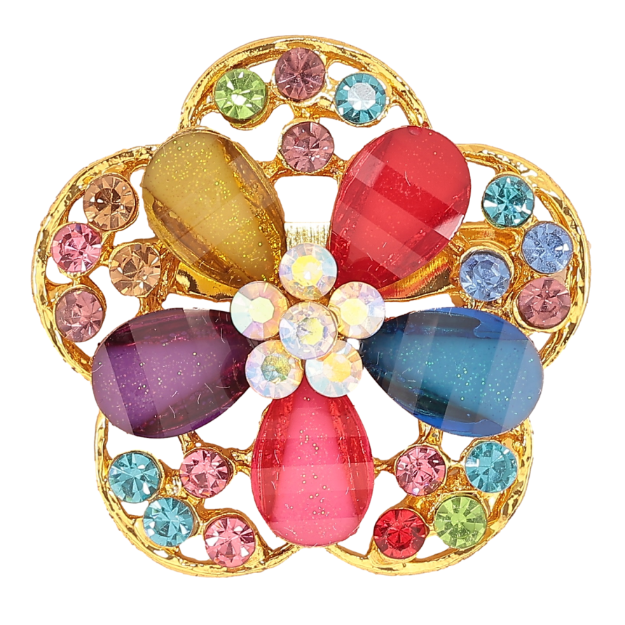 Брошь Цветок с разноцветными стразами фото №1 Брошь Цветок с разноцветными стразами фото №1
