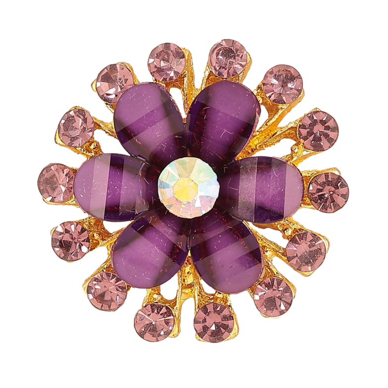 Брошь Цветок с сиреневыми стразами фото №1 Брошь Цветок с сиреневыми стразами фото №1