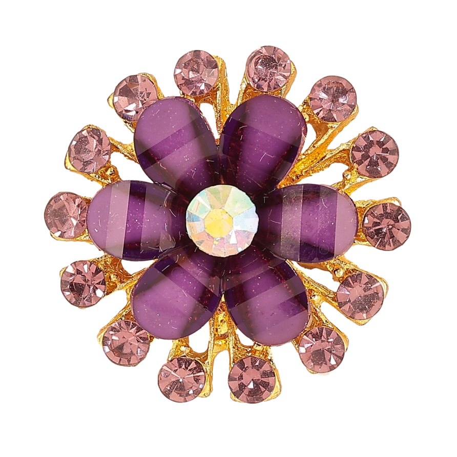 Брошь Цветок с сиреневыми стразами фото №1 Брошь Цветок с сиреневыми стразами фото №1