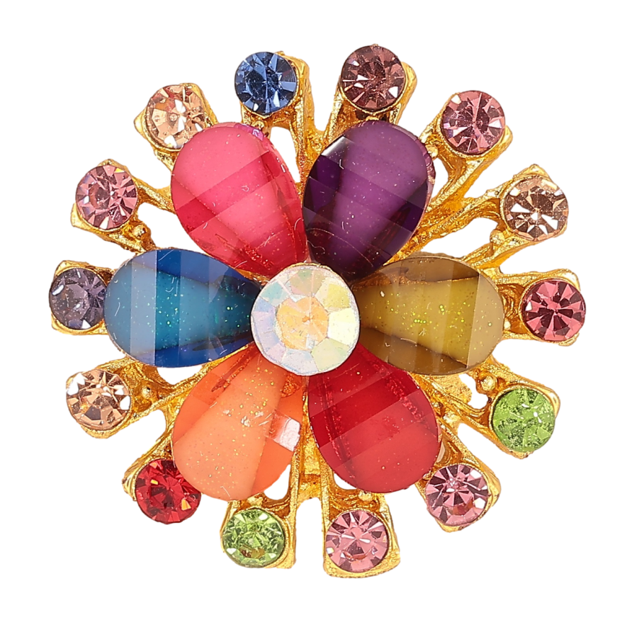 Брошь Цветок с разноцветными стразами фото №1 Брошь Цветок с разноцветными стразами фото №1