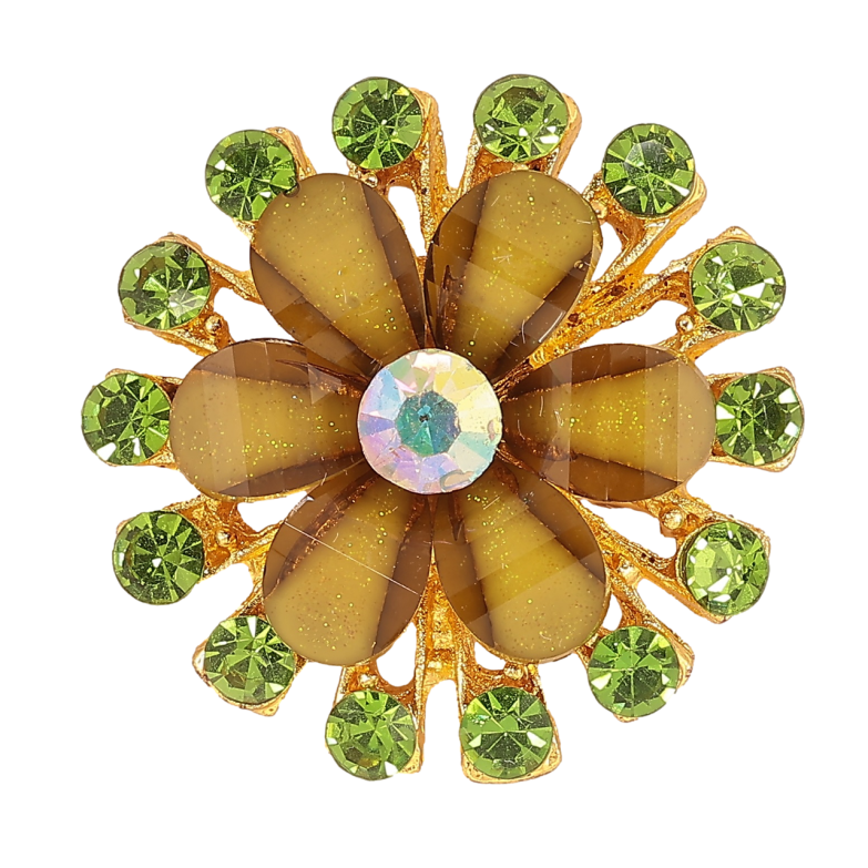 Брошь Цветок с зелеными стразами фото №1 Брошь Цветок с зелеными стразами фото №1