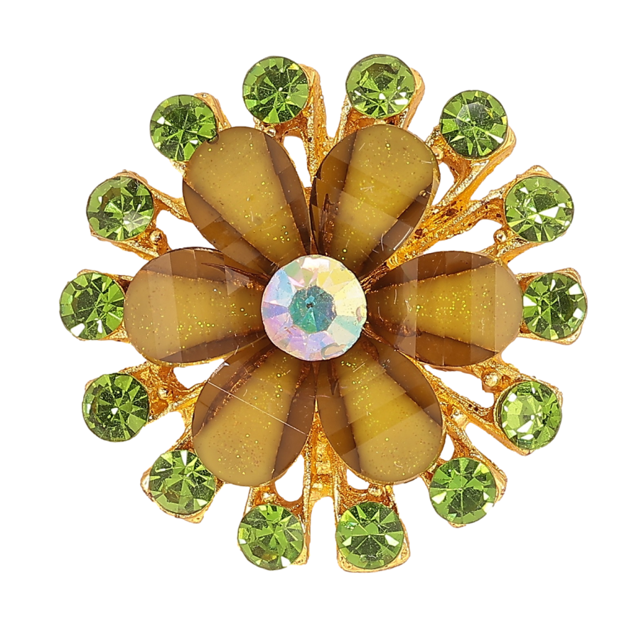 Брошь Цветок с зелеными стразами фото №1 Брошь Цветок с зелеными стразами фото №1