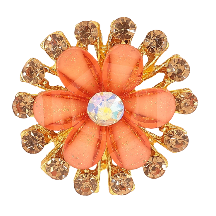 Брошь Цветок с оранжевыми стразами фото №15 Брошь Цветок с оранжевыми стразами фото №15