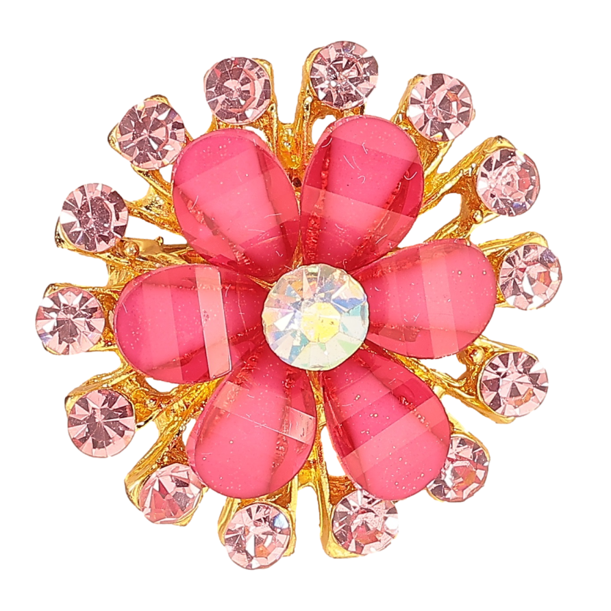 Брошь Цветок с розовыми стразами фото №1 Брошь Цветок с розовыми стразами фото №1