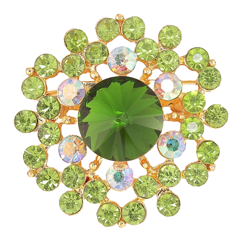 Брошь Цветок с зелеными стразами фото №1 Брошь Цветок с зелеными стразами фото №1