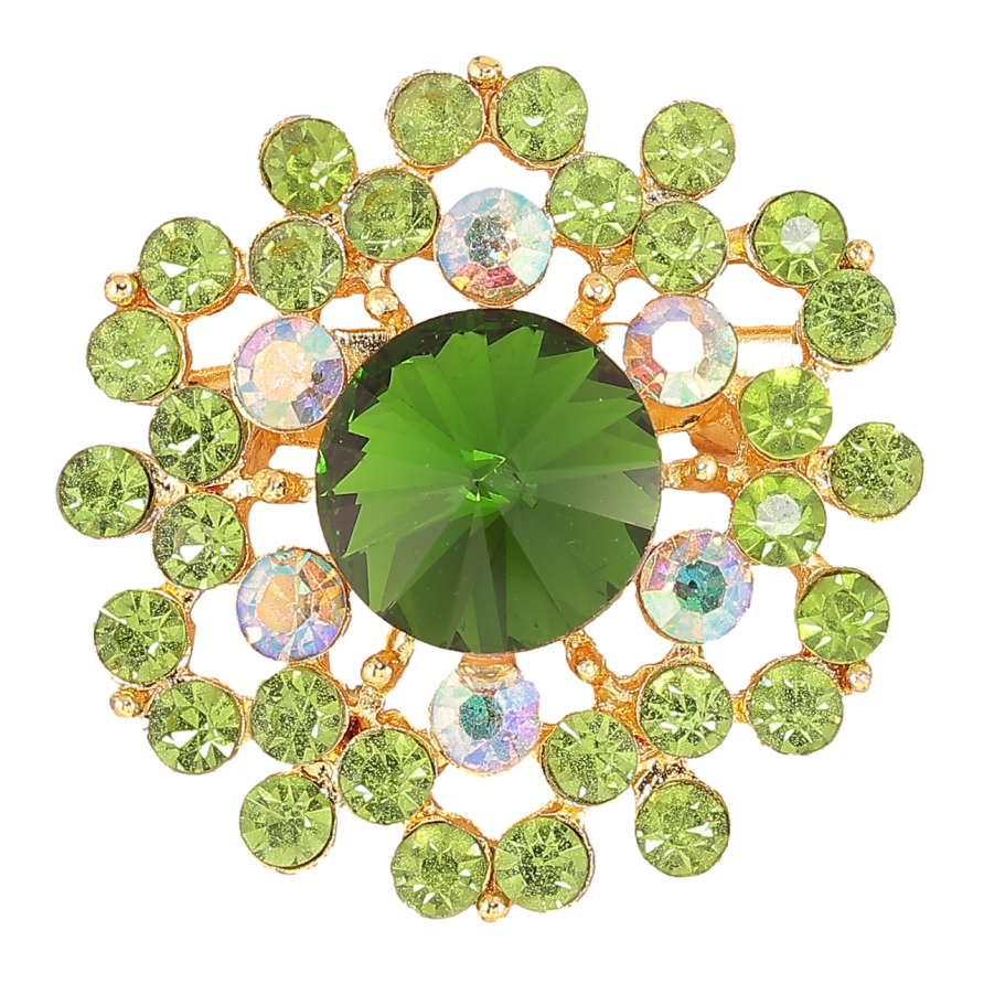 Брошь Цветок с зелеными стразами фото №1 Брошь Цветок с зелеными стразами фото №1