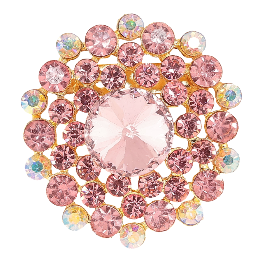 Брошь Цветок с розовыми стразами фото №1 Брошь Цветок с розовыми стразами фото №1