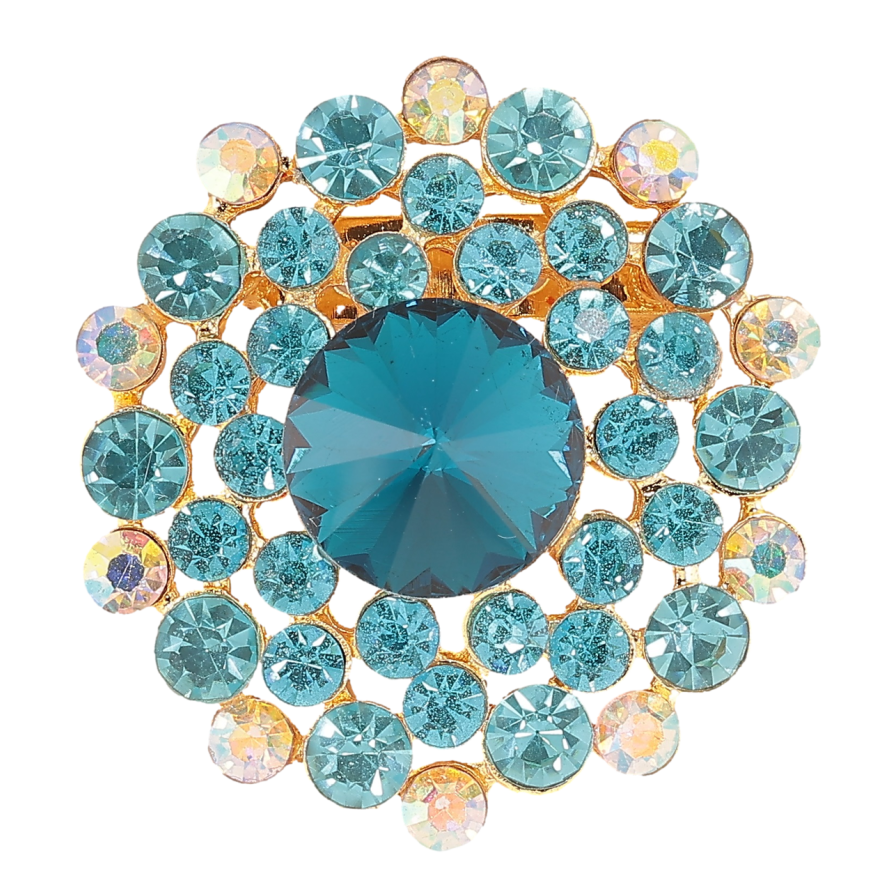Брошь Цветок с бирюзовыми стразами фото №1 Брошь Цветок с бирюзовыми стразами фото №1