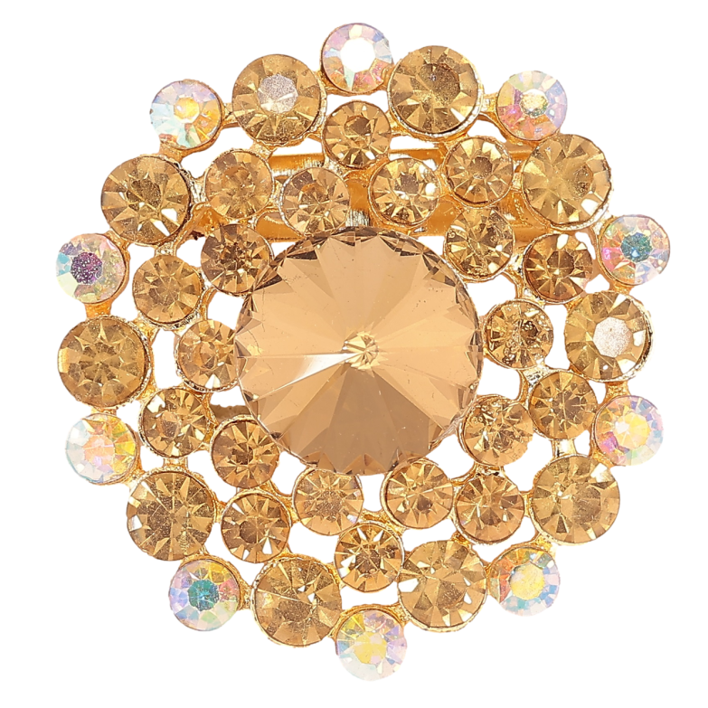 Брошь Цветок с золотистыми стразами фото №1 Брошь Цветок с золотистыми стразами фото №1