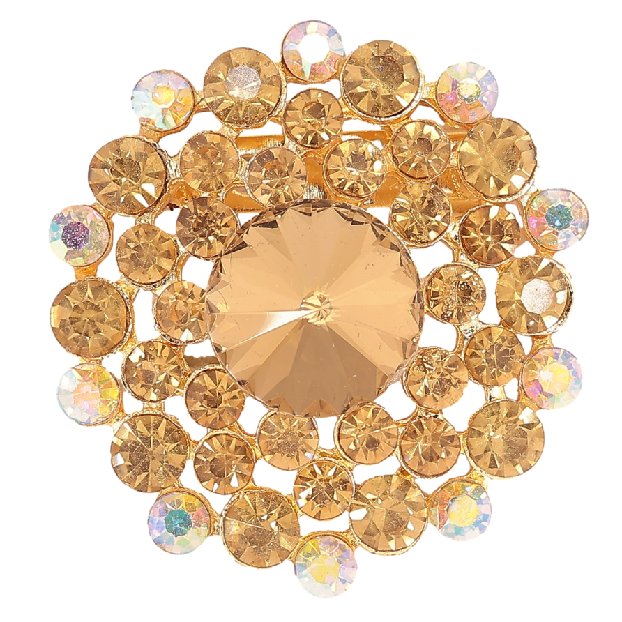 Брошь Цветок с золотистыми стразами фото №1 Брошь Цветок с золотистыми стразами фото №1
