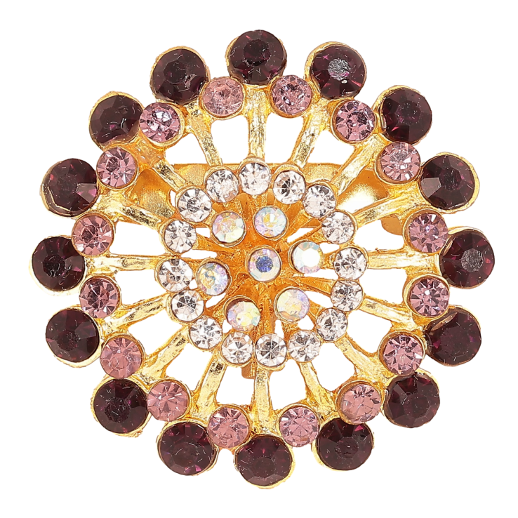 Брошь Цветок с бордовыми стразами фото №2 Брошь Цветок с бордовыми стразами фото №2