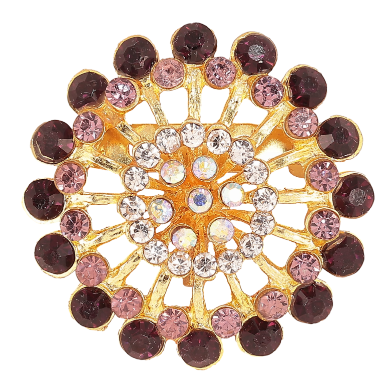 Брошь Цветок с бордовыми стразами фото №1 Брошь Цветок с бордовыми стразами фото №1