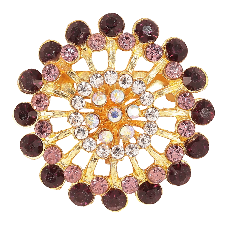 Брошь Цветок с бордовыми стразами фото №1 Брошь Цветок с бордовыми стразами фото №1