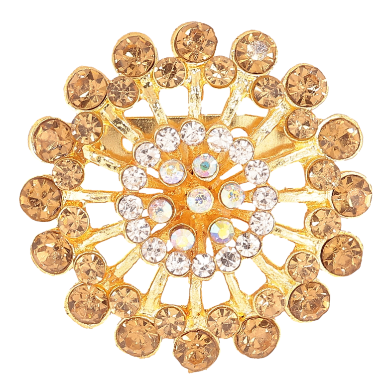 Брошь Цветок с золотистыми стразами фото №1 Брошь Цветок с золотистыми стразами фото №1