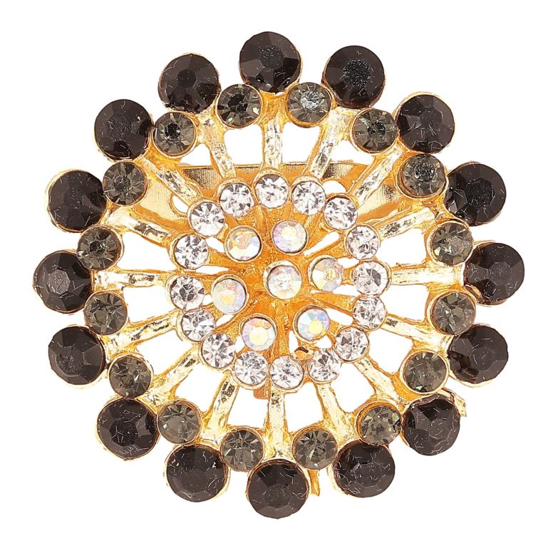 Брошь Цветок с черными стразами фото №1 Брошь Цветок с черными стразами фото №1