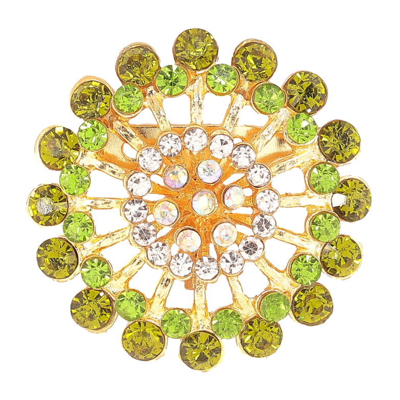 Брошь Цветок с зелеными стразами фото №1 Брошь Цветок с зелеными стразами фото №1