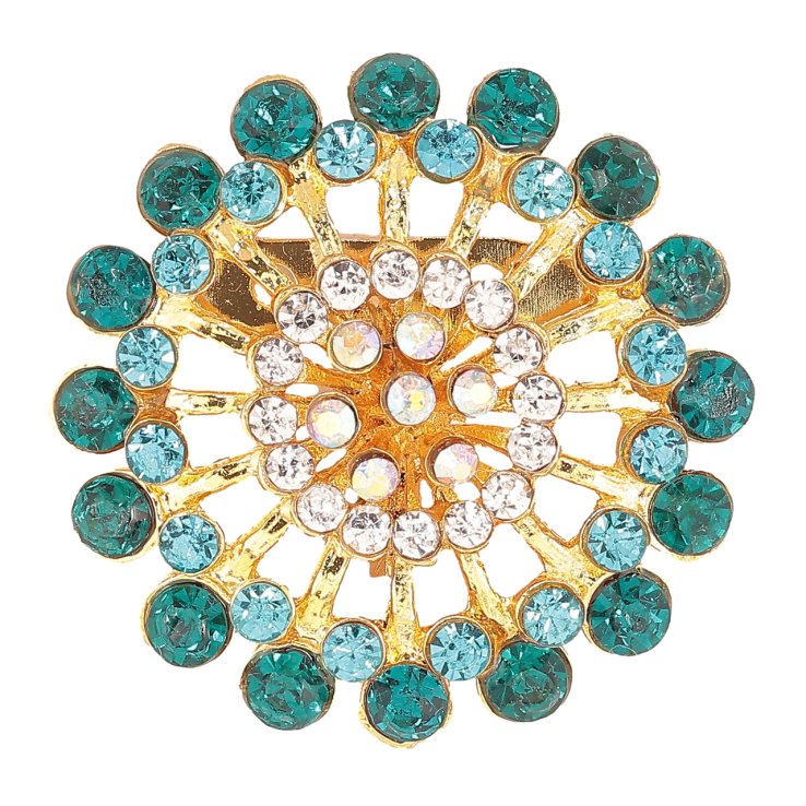 Брошь Цветок с бирюзовыми стразами фото №7 Брошь Цветок с бирюзовыми стразами фото №7