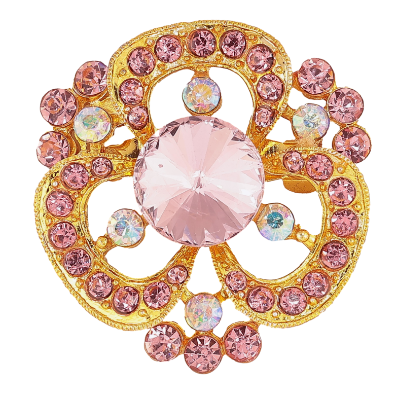 Брошь Цветок с розовыми стразами фото №1 Брошь Цветок с розовыми стразами фото №1