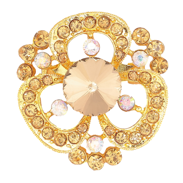 Брошь Цветок с золотистыми стразами фото №13 Брошь Цветок с золотистыми стразами фото №13