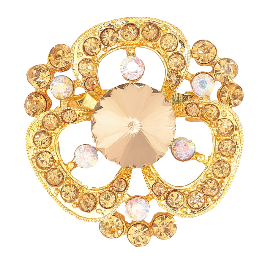 Брошь Цветок с золотистыми стразами фото №1 Брошь Цветок с золотистыми стразами фото №1