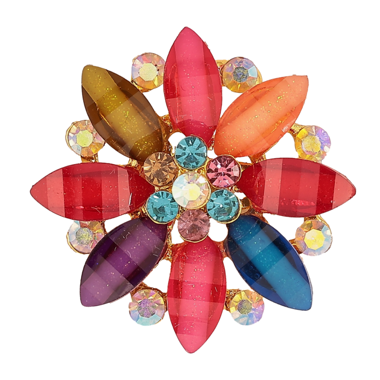 Брошь Цветок с разноцветными стразами фото №1 Брошь Цветок с разноцветными стразами фото №1