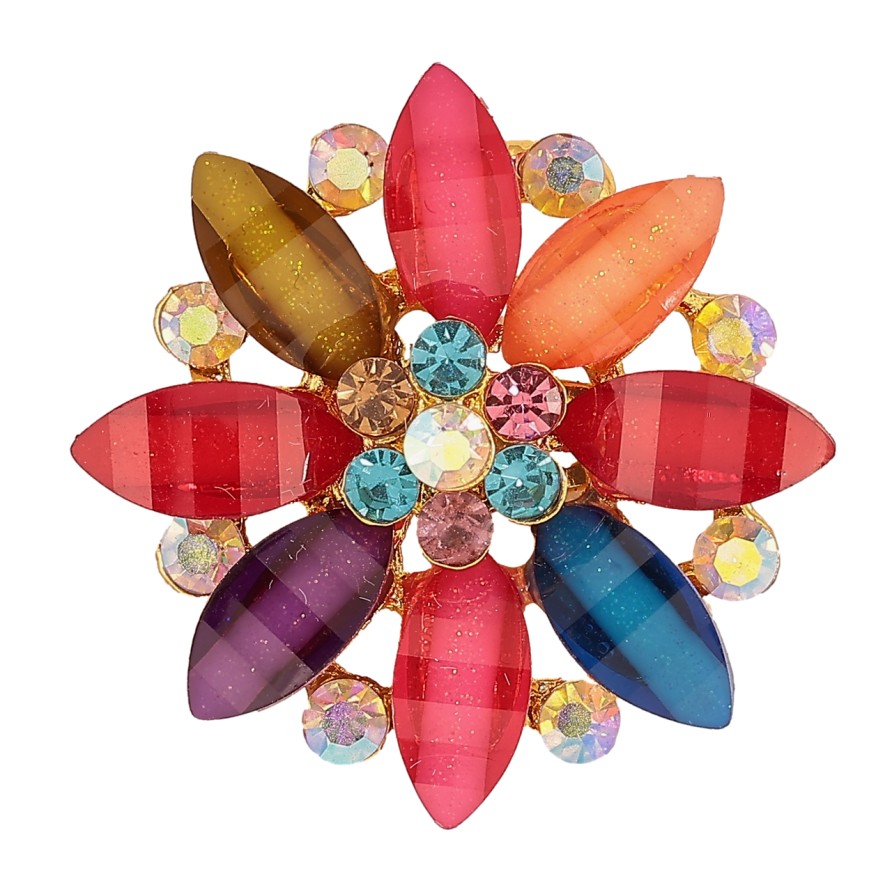 Брошь Цветок с разноцветными стразами фото №1 Брошь Цветок с разноцветными стразами фото №1