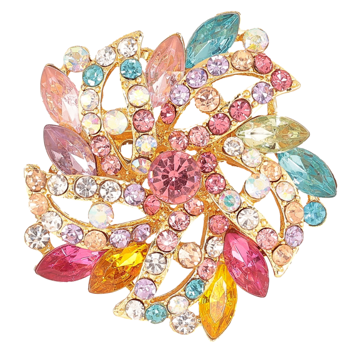 Брошь Цветок с разноцветными стразами фото №18 Брошь Цветок с разноцветными стразами фото №18