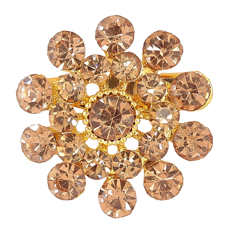 Брошь Цветок с золотистыми стразами фото №1 Брошь Цветок с золотистыми стразами фото №1