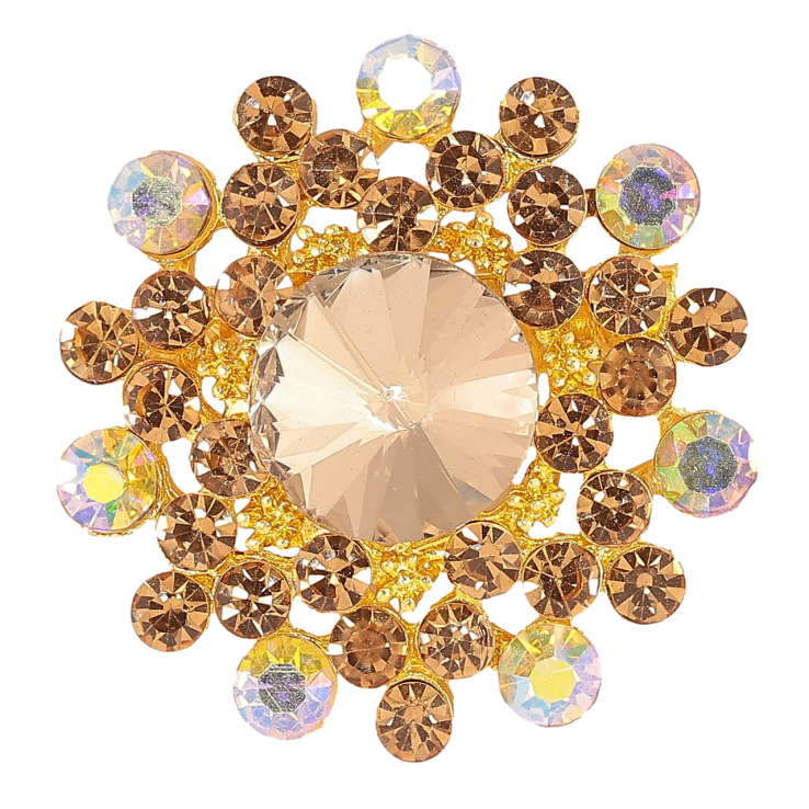 Брошь Цветок с золотистыми стразами фото №18 Брошь Цветок с золотистыми стразами фото №18