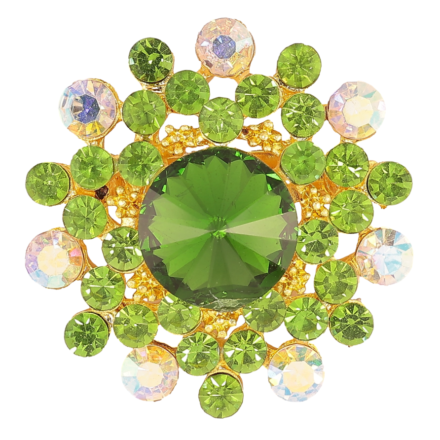 Брошь Цветок с зелеными стразами фото №1 Брошь Цветок с зелеными стразами фото №1