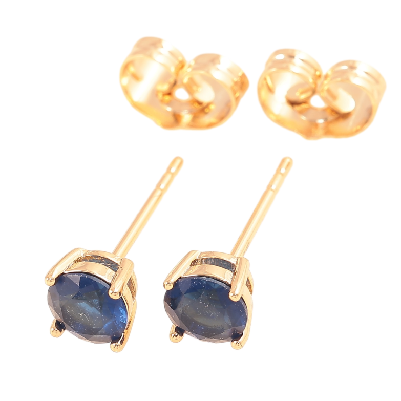 Серьги Xuping Позолота 18K пусеты Синие кристаллы в 4-х крапановой оправе ø 5мм фото №1