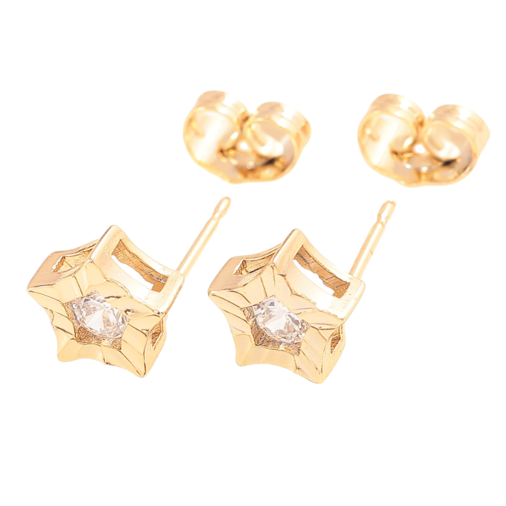 Сережки Xuping Позолота 18K пусети «Зірки з кристалами» фото №9