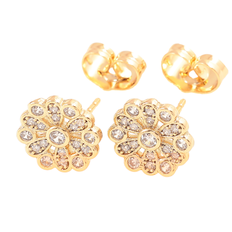 Сережки Xuping Позолота 18K пусети «Кришталеві квіточки» фото №21