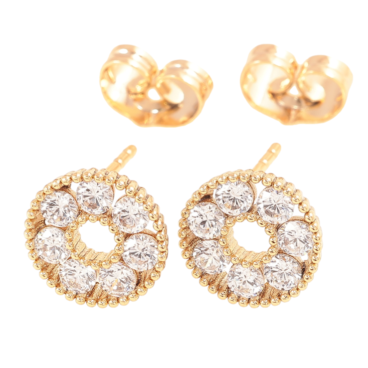 Сережки Xuping Позолота 18K пусети «Кришталеві колечка» фото №24 Сережки Xuping Позолота 18K пусети «Кришталеві колечка» фото №24