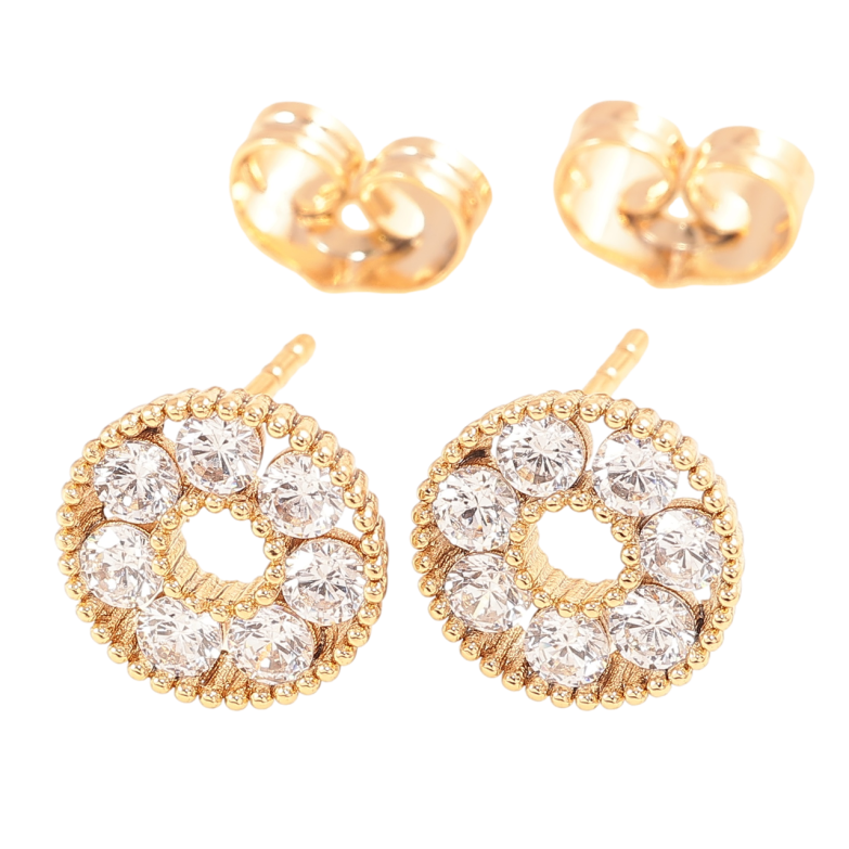 Сережки Xuping Позолота 18K пусети «Кришталеві колечка» фото №1 Сережки Xuping Позолота 18K пусети «Кришталеві колечка» фото №1