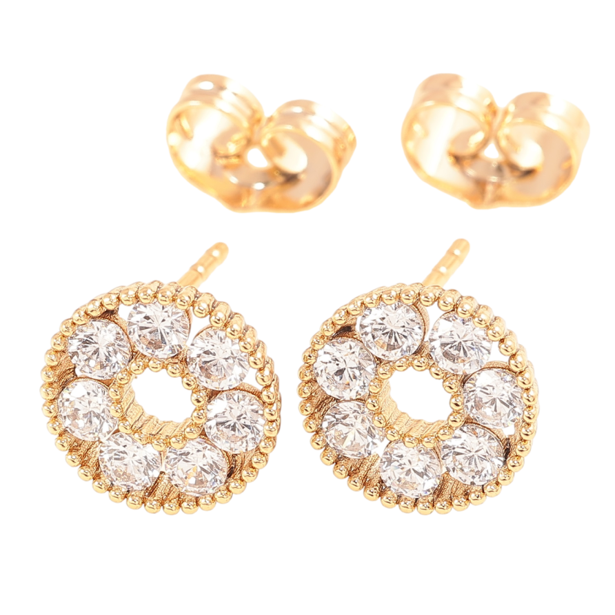 Сережки Xuping Позолота 18K пусети «Кришталеві колечка» фото №1