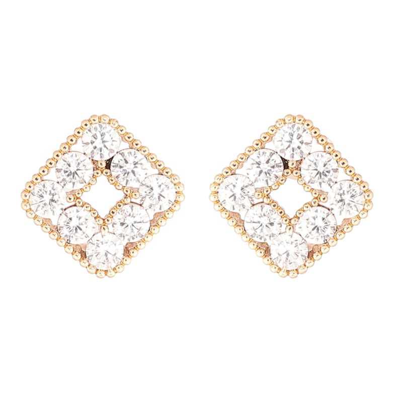 Сережки Xuping Позолота 18K пусети «Кришталеві ромби» фото №1