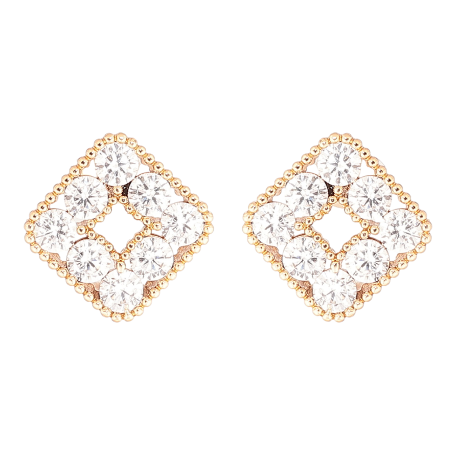 Сережки Xuping Позолота 18K пусети «Кришталеві ромби» фото №1