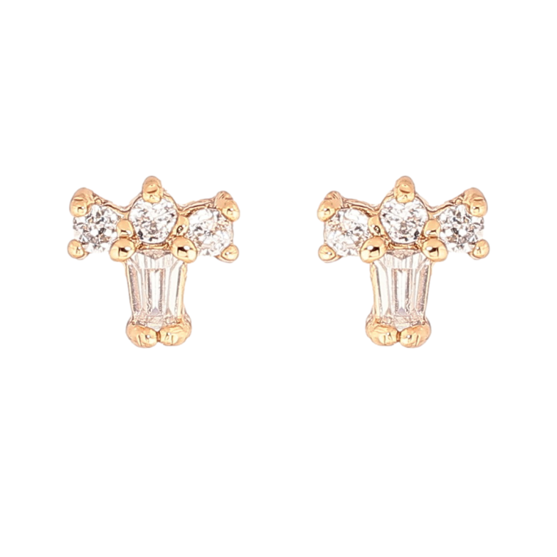 Сережки Xuping Позолота 18K пусети «Мініатюрний візерунок з кристалів» фото №1