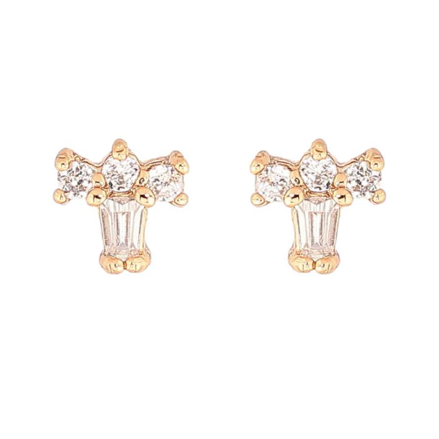 Сережки Xuping Позолота 18K пусети «Мініатюрний візерунок з кристалів» фото №1