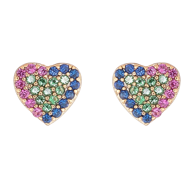 Сережки Xuping Позолота 18K пусети «Сердечка з різнокольорових кристалів» фото №6 Сережки Xuping Позолота 18K пусети «Сердечка з різнокольорових кристалів» фото №6