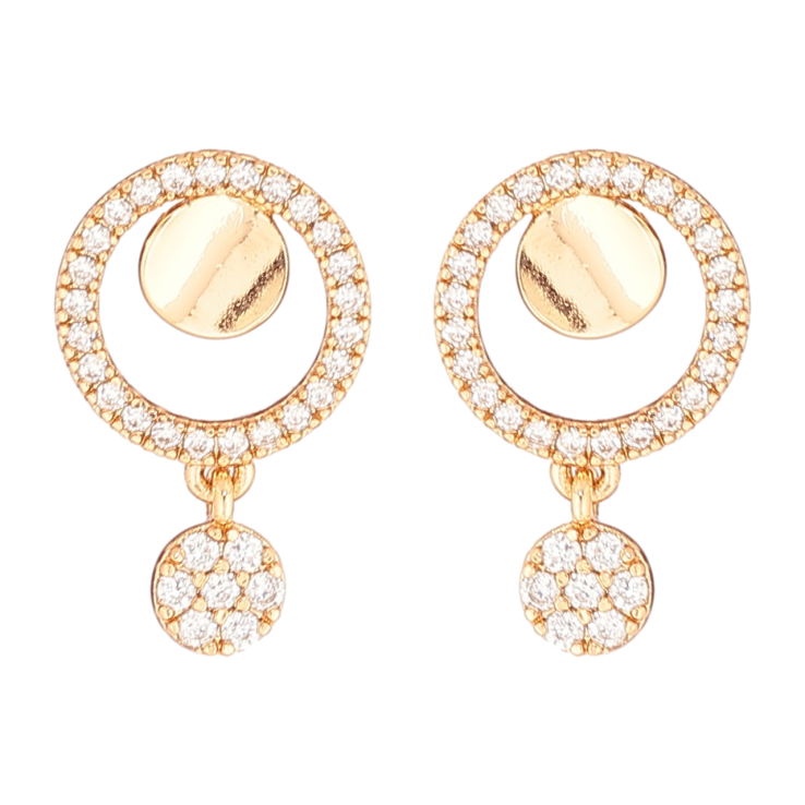 Сережки Xuping Позолота 18K пусети «Круглі підвіски з кристалами» фото №12