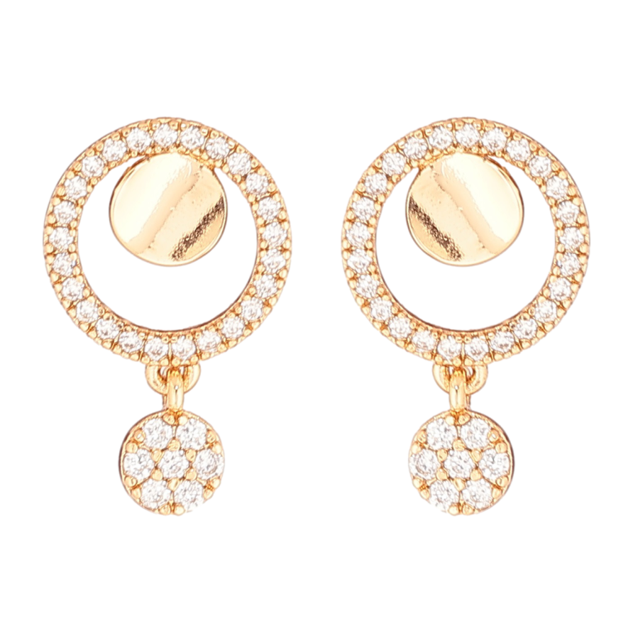 Сережки Xuping Позолота 18K пусети «Круглі підвіски з кристалами» фото №1 Сережки Xuping Позолота 18K пусети «Круглі підвіски з кристалами» фото №1