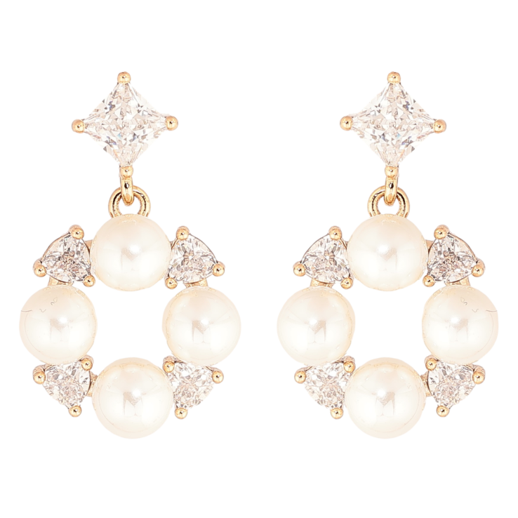 Сережки Xuping Позолота 18K пусети «Перлинно-кришталеві підвіски» фото №22 Сережки Xuping Позолота 18K пусети «Перлинно-кришталеві підвіски» фото №22