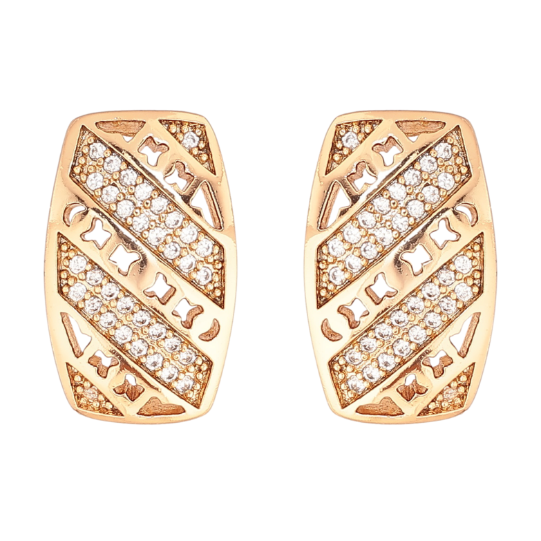 Серьги Xuping Позолота 18K пусеты Резной узор с инкрустацией кристаллами фото №1