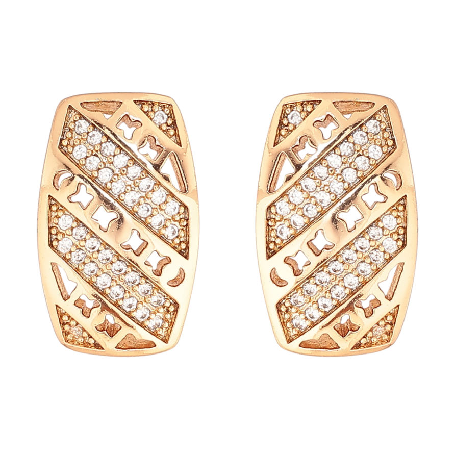 Сережки Xuping Позолота 18K пусети «Різьблений візерунок з інкрустацією кристалами» фото №1