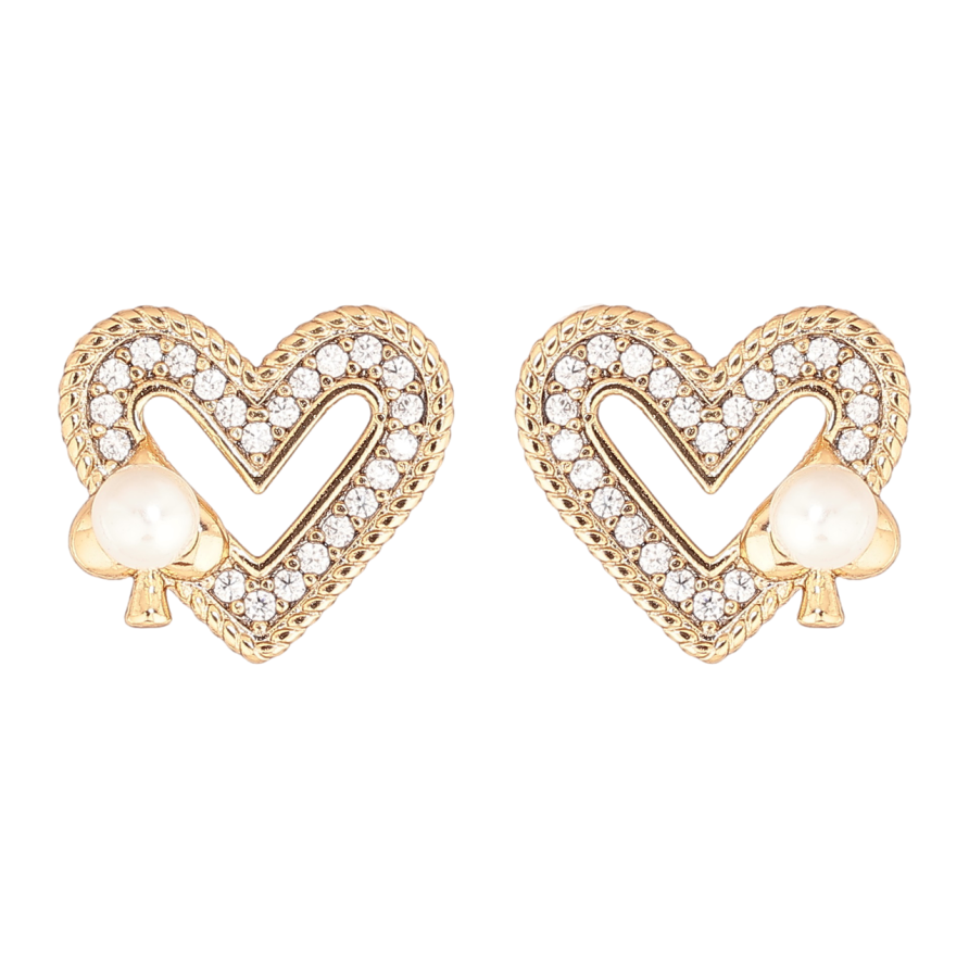 Сережки Xuping Позолота 18K пусети «Сердечка з піками» фото №1 Сережки Xuping Позолота 18K пусети «Сердечка з піками» фото №1