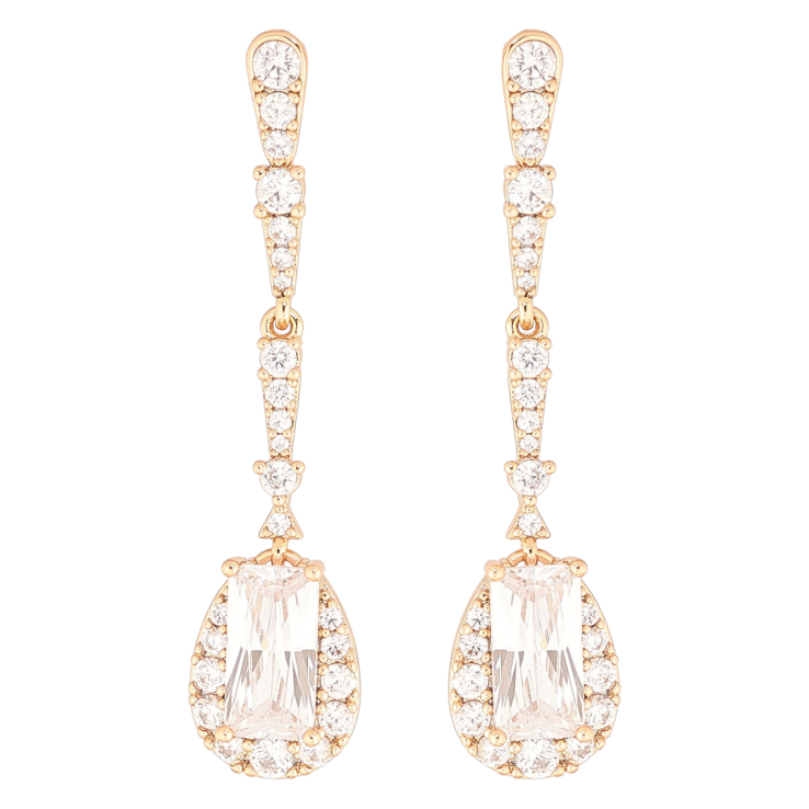 Сережки Xuping Позолота 18K пусети «Кристальні підвіски» фото №24